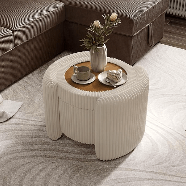 1 Seater Modern Chenille Storage Box- 1532