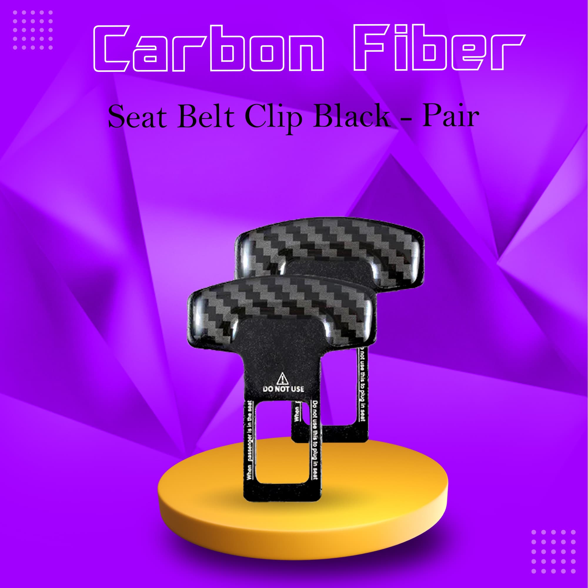 Carbon Fiber Seat Belt Clip Black - Pair - Car Safety Belt Buckle Alarm Canceler Stopper