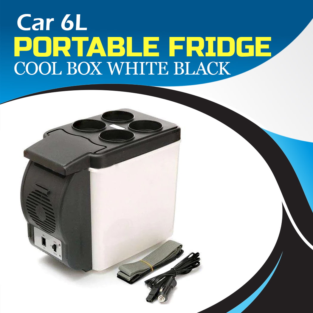 Car 6L Portable Fridge Cool Box White Black - Mini Fridge