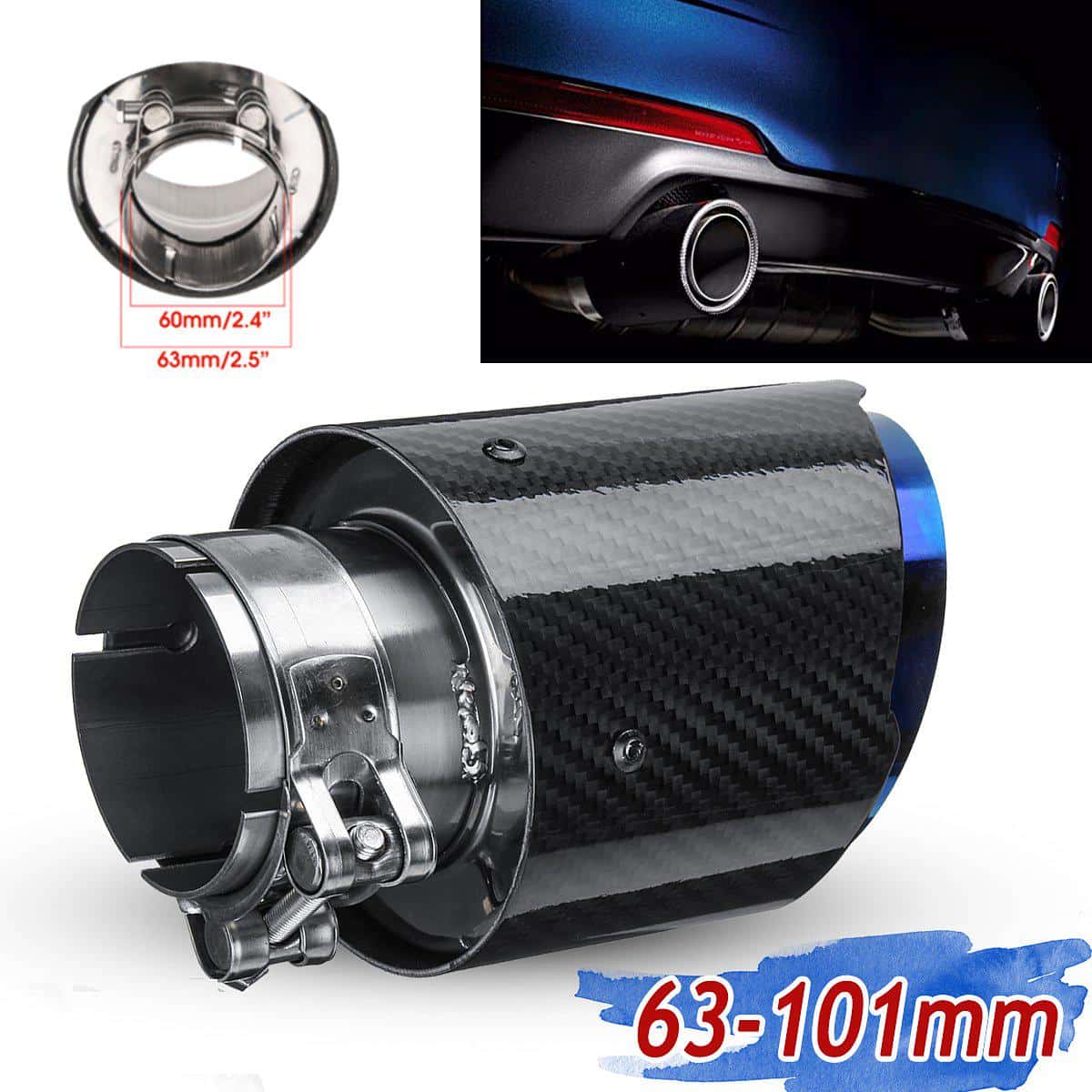 Carbon Fiber LED Exhaust Tip Muffler Pipe – Red Glow, Sporty - Durable Design