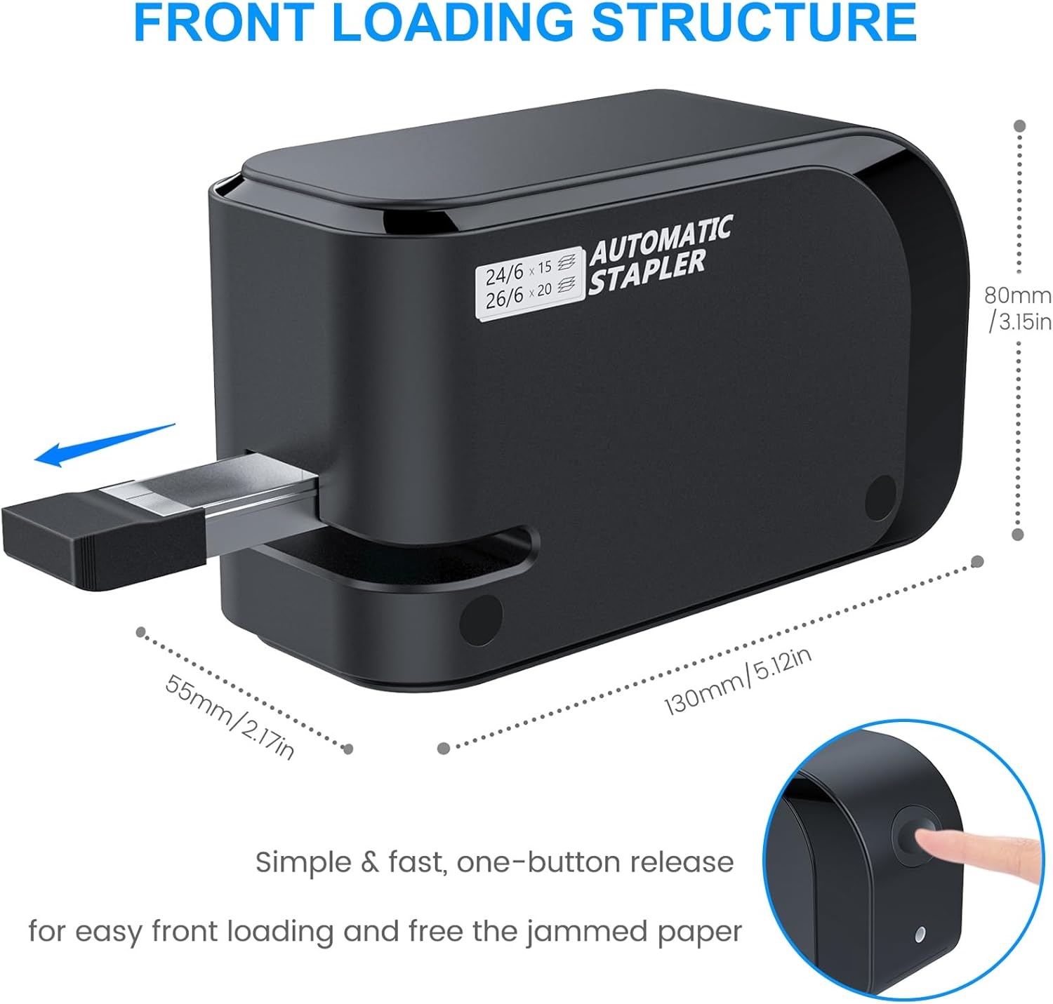 Automatic Stapler - Compatible with 24/6 and 26/6 Staples